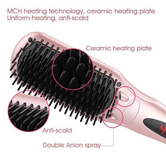 2-in-1 Ionic Enhanced Hair Straightener Brush